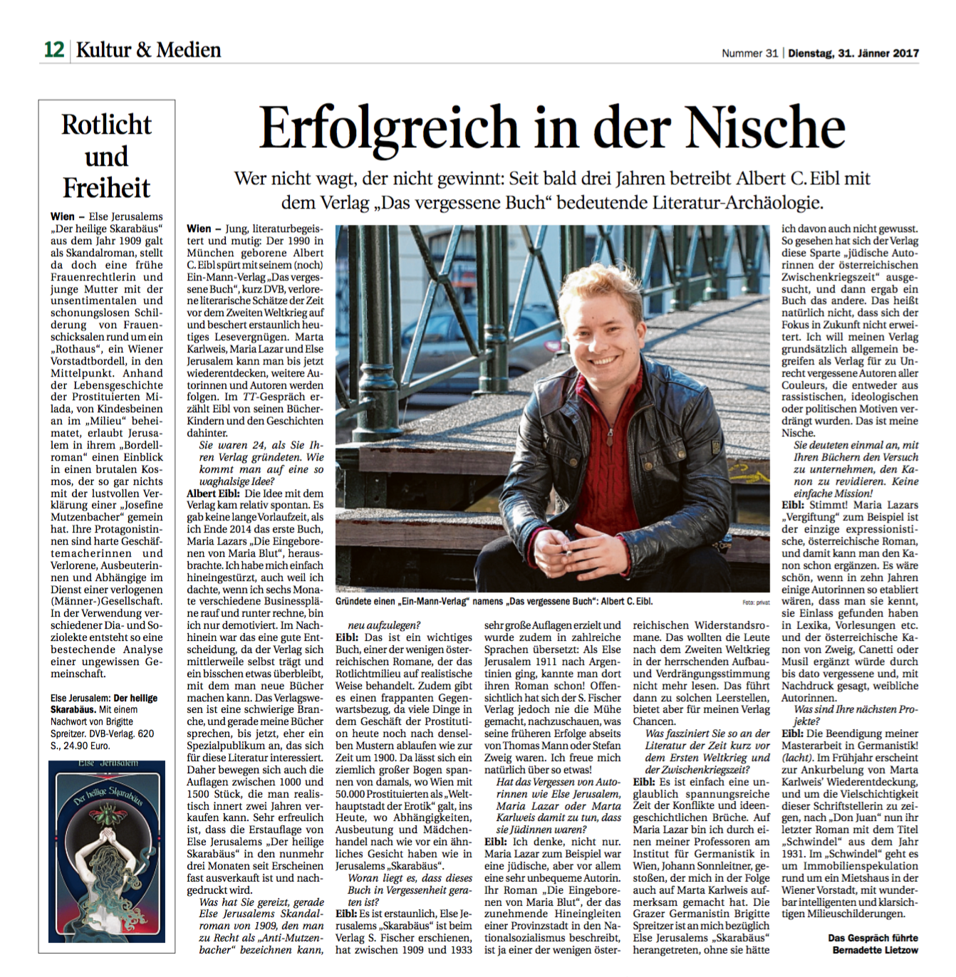 Albert Eibl im Interview mit der Tiroler Tageszeitung – Das vergessene Buch
