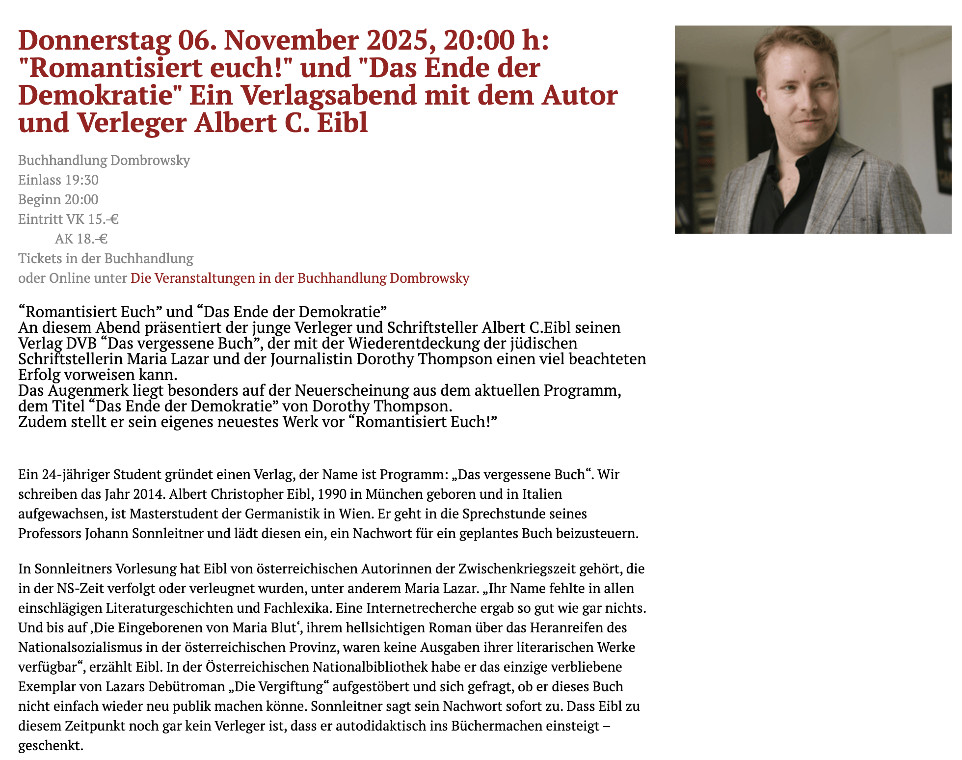 Buchhandlung Dombrowsky – Eibl, DVB